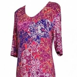 Soft Surroundings Mixed Media Boho Floral Print Maxi Dress Women's Medium